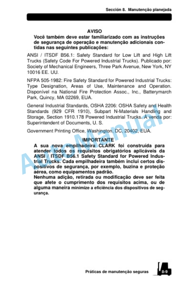 Clark GEX 40, GEX 45, GEX 50 Electric Rider Lift Trucks Operator Manual OM-901 POR 4 Clark GEX 40, GEX 45, GEX 50 Electric Rider Lift Trucks Operator Manual OM-901 POR-4