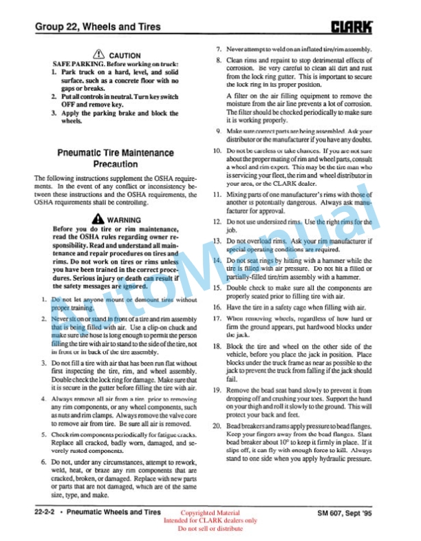 Clark GT 30E, 50E, 60E Gas Towing Tractor Service Manual SM-607G 5 Clark GT 30E, 50E, 60E Gas Towing Tractor Service Manual SM-607G - Image 5