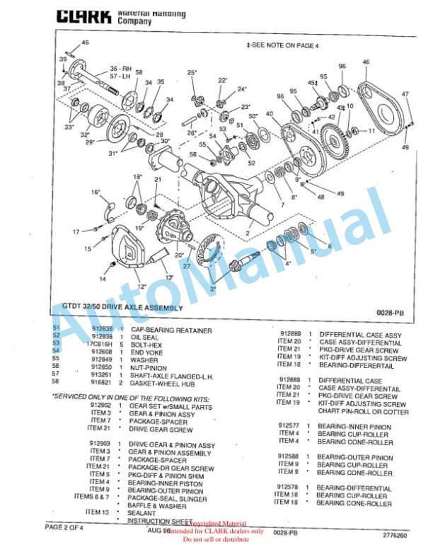 Clark GTDT 25-50 Towing Tractor Parts Book X167 6940 3 Clark GTDT 25-50 Towing Tractor Parts Book X167 6940-3