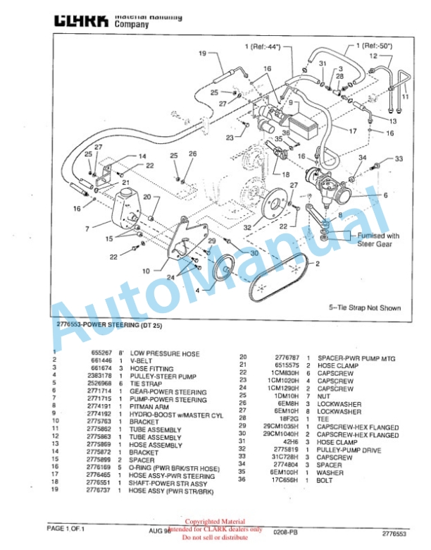 Clark GTDT 25-50 Towing Tractor Parts Book X167 6940 5 Clark GTDT 25-50 Towing Tractor Parts Book X167 6940-5