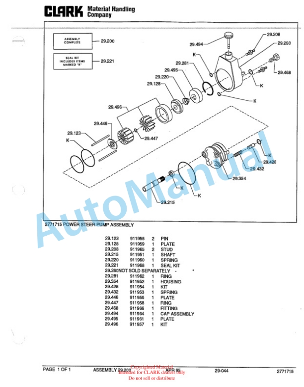 Clark GTDTE Towing Tractor Parts Book X166 2 Clark GTDTE Towing Tractor Parts Book X166-2