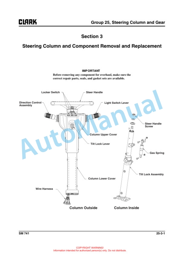 Clark GTS 20, 25, 30, 33 L Service Manual SM-741 5 Clark GTS 20, 25, 30, 33 L Service Manual SM-741 - Image 5