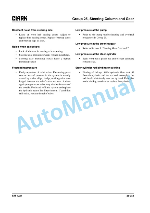 Clark GTS 20 L, GTS 25 L, GTS 30 L, GTS 33 L Service Manual SM -1024 5 Clark GTS 20 L, GTS 25 L, GTS 30 L, GTS 33 L Service Manual SM -1024 - Image 5
