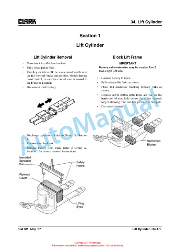 Clark HWX, PWX Service Manual SM-781 5 Clark HWX, PWX Service Manual SM-781 - Image 5