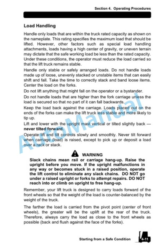 Clark Internal Combustion Lift Truck Operator Manual OM-598 2 Clark Internal Combustion Lift Truck Operator Manual OM-598-2