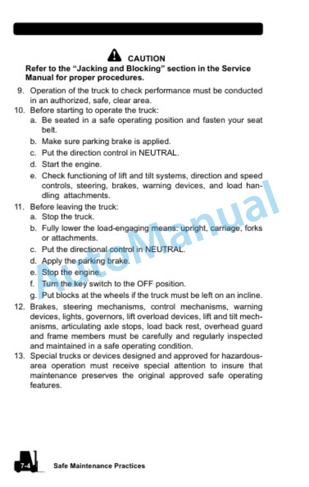 Clark Internal Combustion Lift Truck Operator Manual OM-598 3 Clark Internal Combustion Lift Truck Operator Manual OM-598-3
