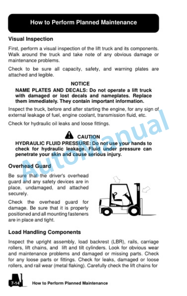 Clark Internal Combustion Lift Truck Operator Manual OM-670 4 Clark Internal Combustion Lift Truck Operator Manual OM-670-4