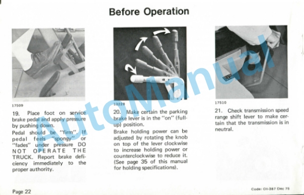 Clark IT 60 D, IT 70 D, IT 80 D Gas or Diesel Powered Operator Instructions OI-387 2 Clark IT 60 D, IT 70 D, IT 80 D Gas or Diesel Powered Operator Instructions OI-387-2