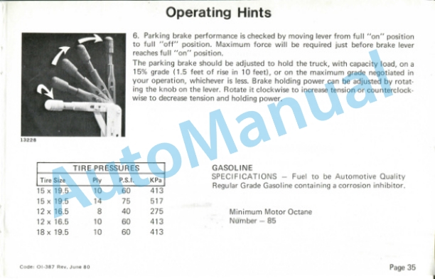 Clark IT 60 D, IT 70 D, IT 80 D Gas or Diesel Powered Operator Instructions OI-387 5 Clark IT 60 D, IT 70 D, IT 80 D Gas or Diesel Powered Operator Instructions OI-387-5