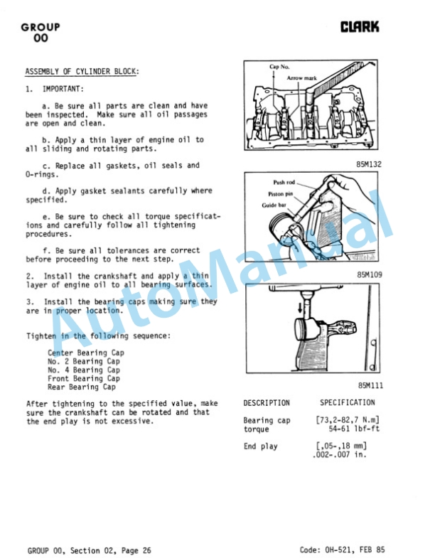 Clark Mitsubishi-4G54 2.6 Liter Engine Overhaul Service Manual 2 Clark Mitsubishi-4G54 2.6 Liter Engine Overhaul Service Manual-2