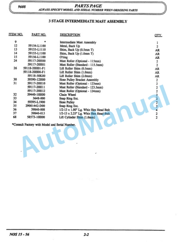 Clark NOS 15 Parts Manual X-168A 2 Clark NOS 15 Parts Manual X-168A-2