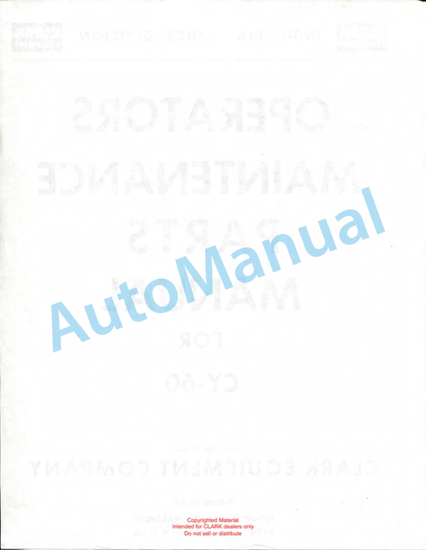 Clark NOS 15 Parts Manual X168 4 Clark NOS 15 Parts Manual X168-4