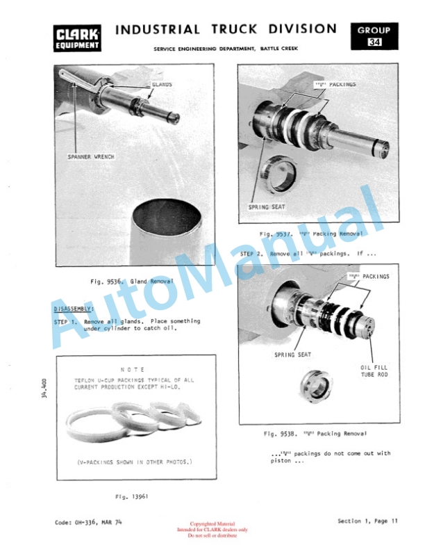 Clark NP 300, NS 300 Overhaul Manual OH-437 4 Clark NP 300, NS 300 Overhaul Manual OH-437-4