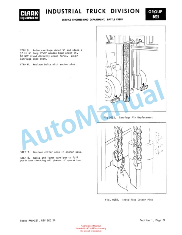 Clark NP-300 Planned Maintenance and Adjustment Procedures Manual PMA-423 4 Clark NP-300 Planned Maintenance and Adjustment Procedures Manual PMA-423-4