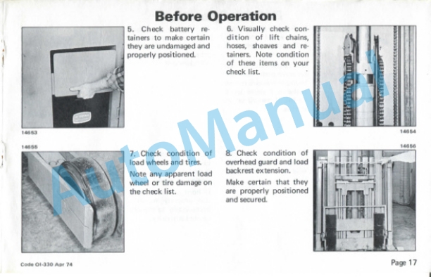 Clark NP-500 Narrow Aisle Reach Truck Operator Instructions OI-330 2 Clark NP-500 Narrow Aisle Reach Truck Operator Instructions OI-330-2