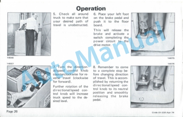 Clark NP-500 Narrow Aisle Reach Truck Operator Instructions OI-330 4 Clark NP-500 Narrow Aisle Reach Truck Operator Instructions OI-330-4
