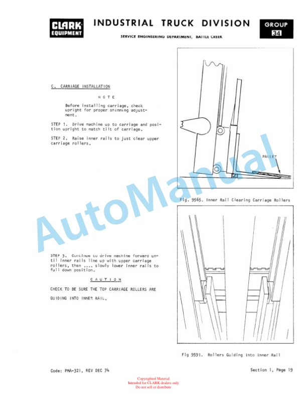 Clark NP-500 Planned Maintenance and Adjustment Procedures Manual PMA-424 4 Clark NP-500 Planned Maintenance and Adjustment Procedures Manual PMA-424-4