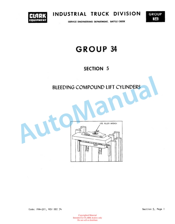 Clark NP-500 Planned Maintenance and Adjustment Procedures Manual PMA-424 5 Clark NP-500 Planned Maintenance and Adjustment Procedures Manual PMA-424-5