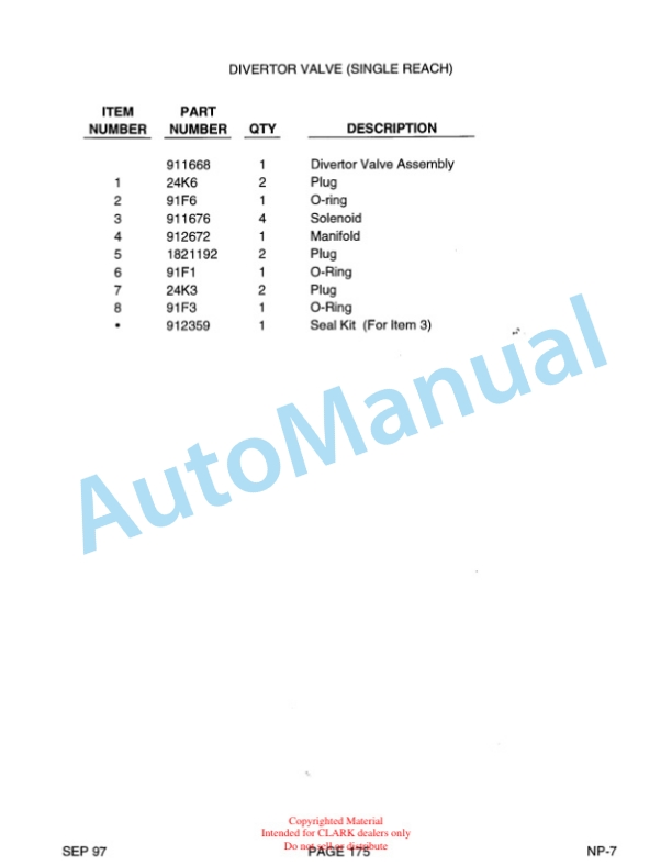 Clark NP15, NP15D, NP20, NBP22 Truck Parts Manual NP-7 3 Clark NP15, NP15D, NP20, NBP22 Truck Parts Manual NP-7-3