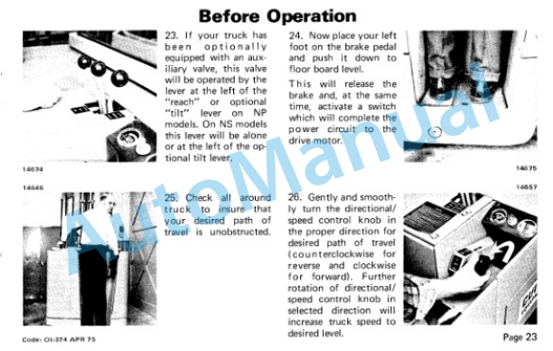 Clark NP300, NP500, NS300 Narrow Aisle Truck W, WO Reach Operator Instructions OI-374 3 Clark NP300, NP500, NS300 Narrow Aisle Truck W, WO Reach Operator Instructions OI-374-3