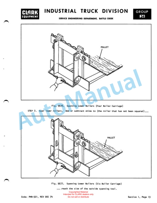 Clark NP500 Narrow Aisle Planned Maintenance and Adjustment Procedures Manual PMA-330 4 Clark NP500 Narrow Aisle Planned Maintenance and Adjustment Procedures Manual PMA-330-4