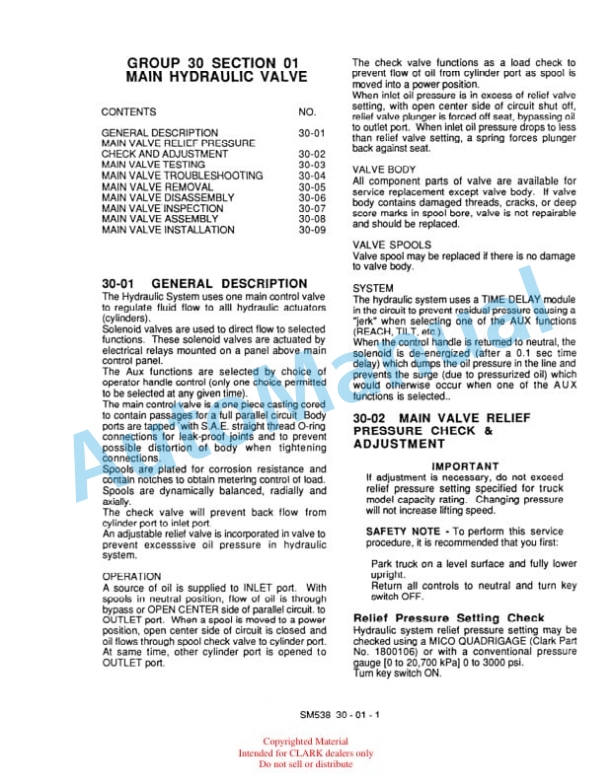 Alternative view of Clark NS, NP 246 Service and Adjustment Manual SM-538