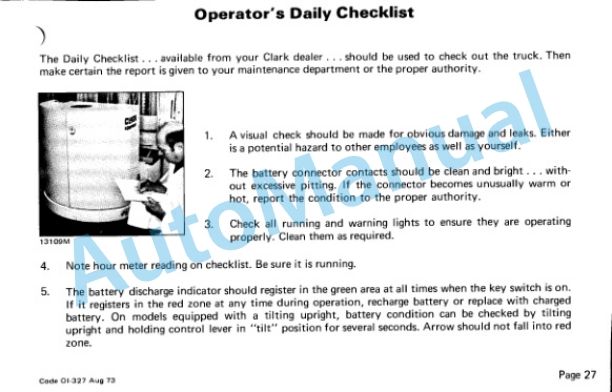 Clark NS, NST, NSP 20-40, RP, RPF 40-60 Operator Instruction Manual OI-327 4 Clark NS, NST, NSP 20-40, RP, RPF 40-60 Operator Instruction Manual OI-327-4