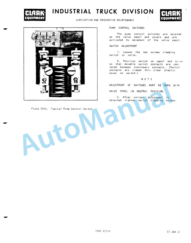 Clark NST 15, NST 20, NST 25, NST 30, NST 40 Operator Manual O-165 1st 2 Clark NST 15, NST 20, NST 25, NST 30, NST 40 Operator Manual O-165 1st-2