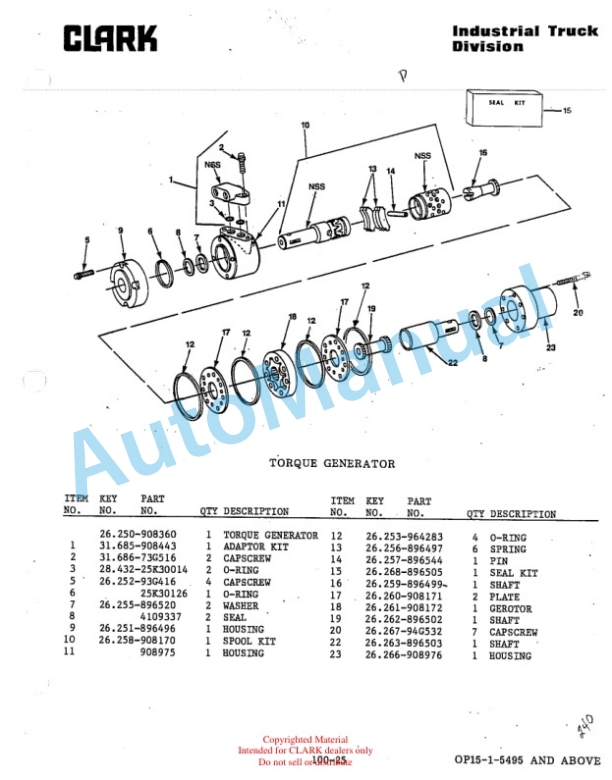 Clark OP15 Parts Manual OP15-1 2 Clark OP15 Parts Manual OP15-1-2
