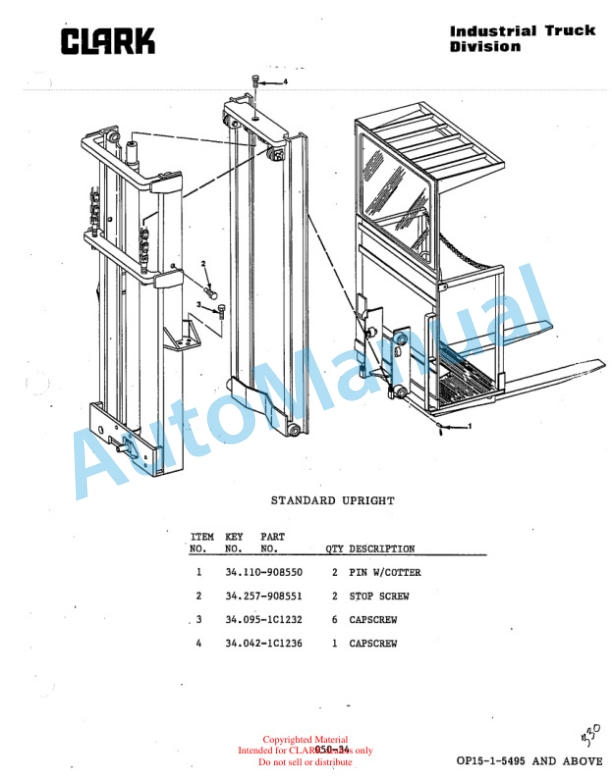 Clark OP15 Parts Manual OP15-1 3 Clark OP15 Parts Manual OP15-1-3
