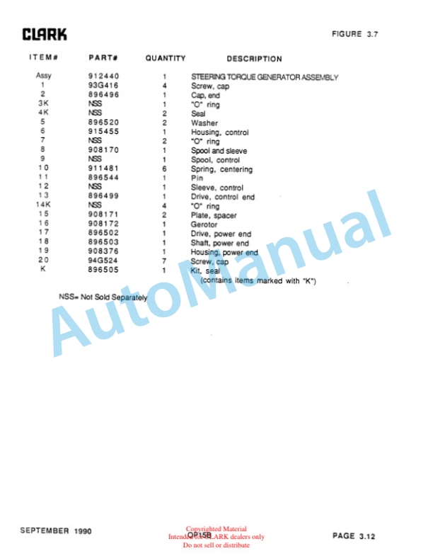 Clark OP15B Parts Manual OP15B-1 2 Clark OP15B Parts Manual OP15B-1-2