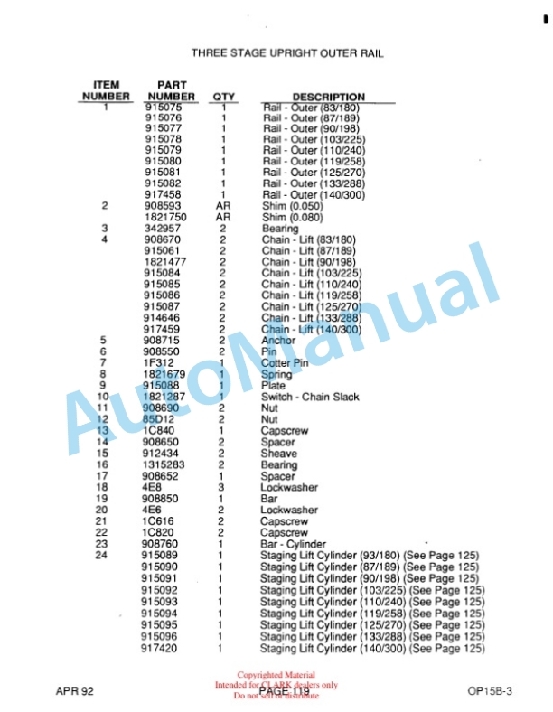 Clark OP15B Parts Manual OP15B-3 4 Clark OP15B Parts Manual OP15B-3-4