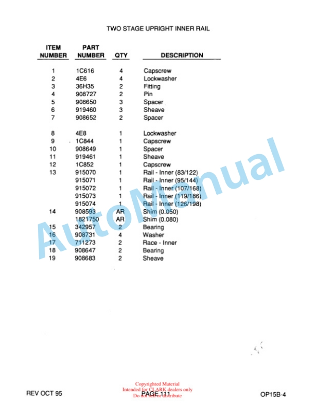 Clark OP15B Parts Manual OP15B-4 3 Clark OP15B Parts Manual OP15B-4-3