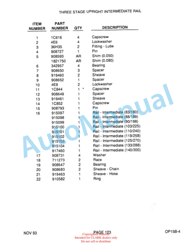 Clark OP15B Parts Manual OP15B-4 4 Clark OP15B Parts Manual OP15B-4-4