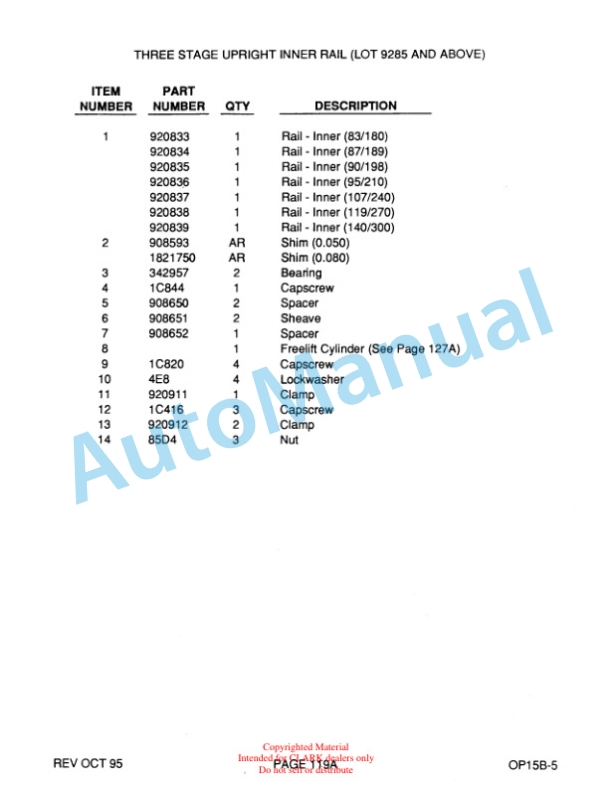 Clark OP15B Parts Manual OP15B-5 3 Clark OP15B Parts Manual OP15B-5-3