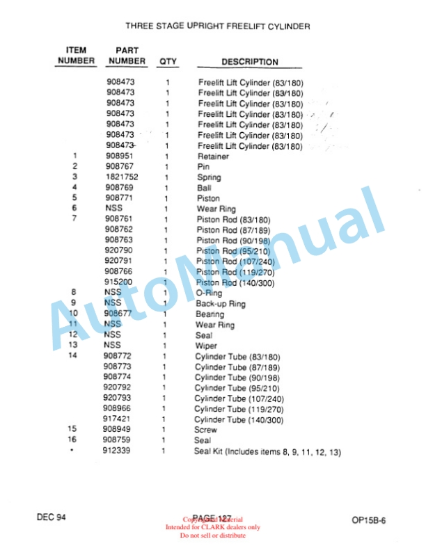 Clark OP15B Parts Manual OP15B-6 5 Clark OP15B Parts Manual OP15B-6-5