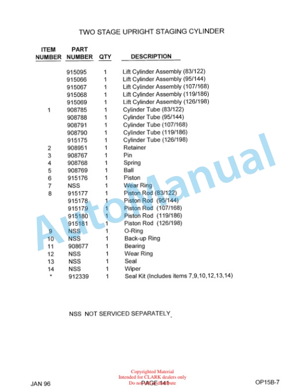 Clark OP15B Parts Manual OP15B-7 3 Clark OP15B Parts Manual OP15B-7-3
