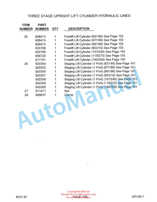 Clark OP15B Parts Manual OP15B-7 4 Clark OP15B Parts Manual OP15B-7-4