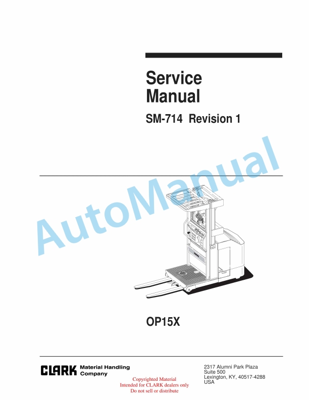 Clark OP15X Service Manual SM-714