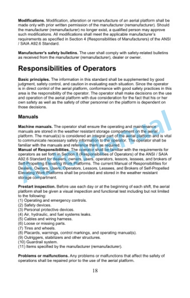 Clark OSQ 126-192 Manual of Responsibilities OM-1202 3 Clark OSQ 126-192 Manual of Responsibilities OM-1202-3