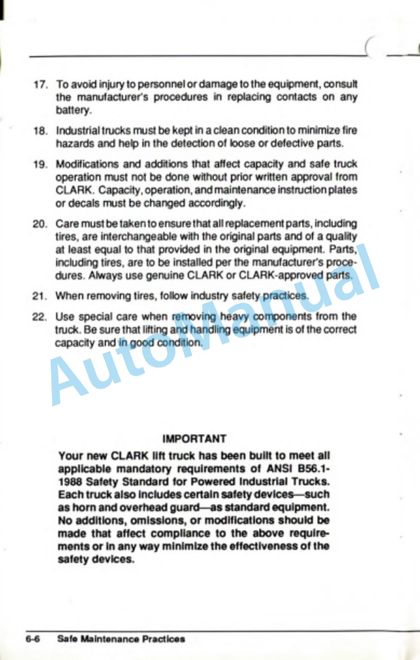 Clark P40, HWP40 Operator Manual OM-594-5