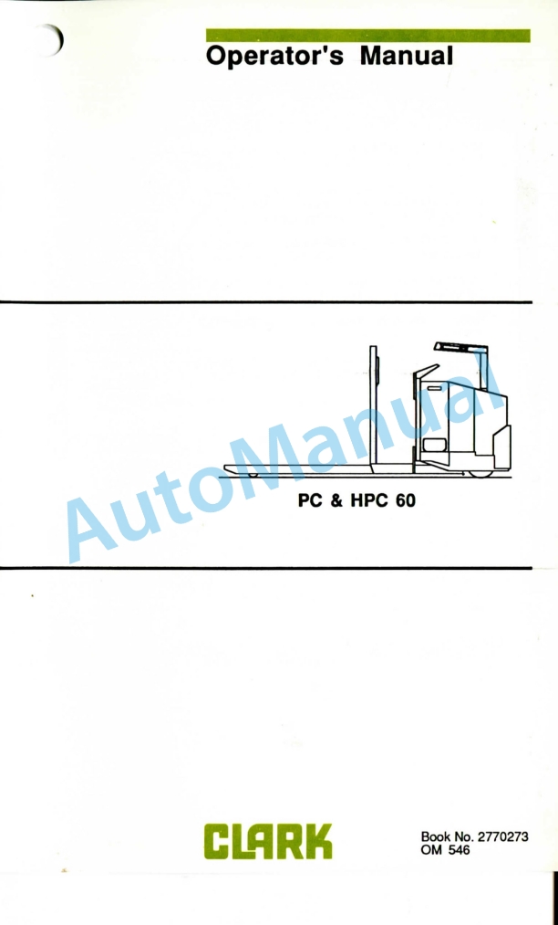 Clark PC 60, HPC 60 Operator Manual OM-546