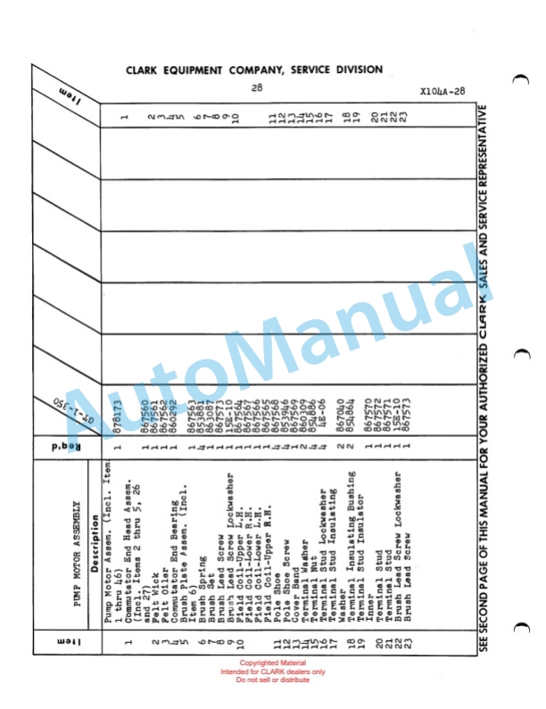 Clark Powrworker Grip Tractor Maintenance Manual and Parts Book X104A 4 Clark Powrworker Grip Tractor Maintenance Manual and Parts Book X104A-4