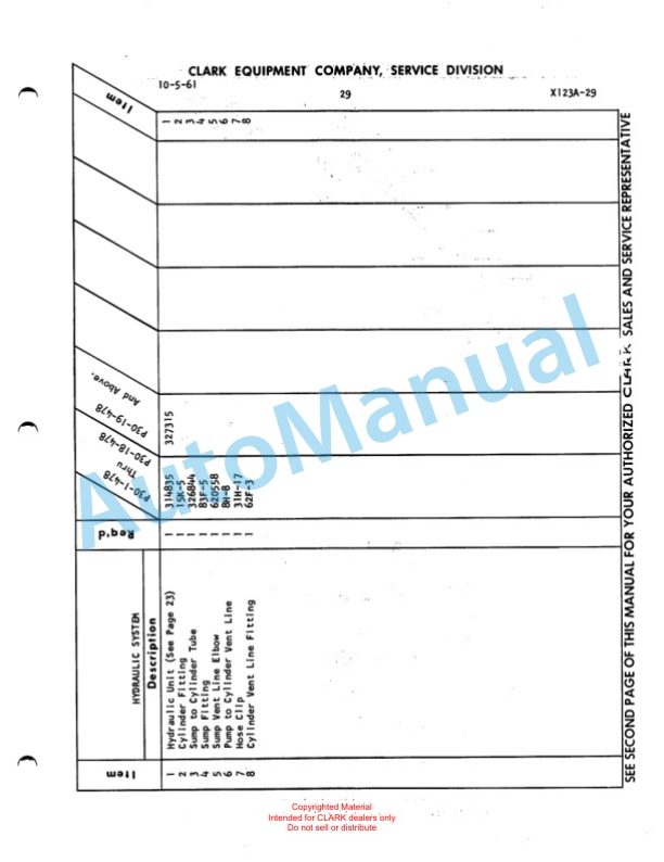 Clark Powrworker P30 Maintenance Manual and Parts Book X123A 5 Clark Powrworker P30 Maintenance Manual and Parts Book X123A-5