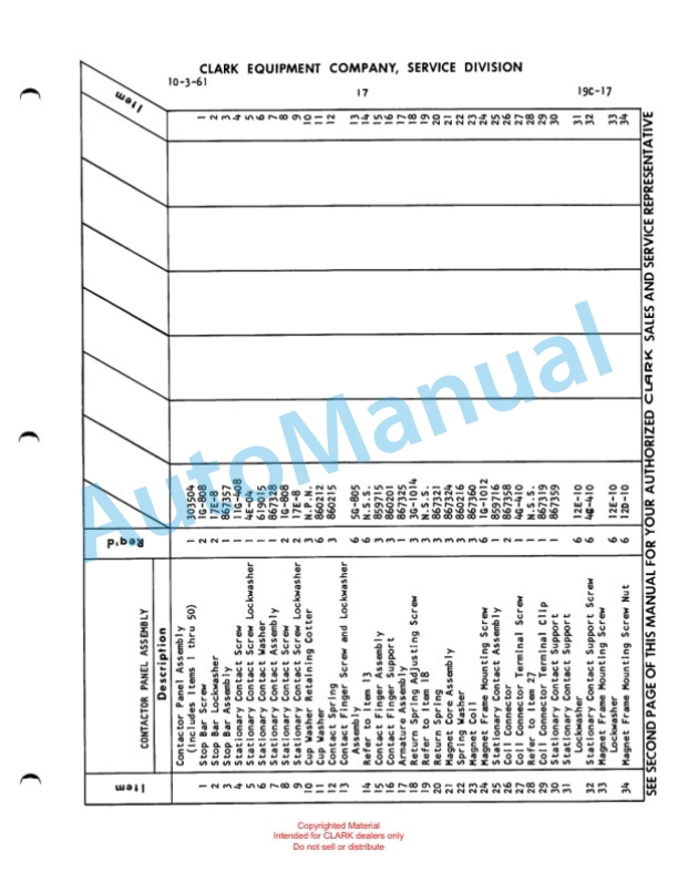 Clark Powrworker Tractor Maintenance Manual and Parts Book X105A 349 4 Clark Powrworker Tractor Maintenance Manual and Parts Book X105A 349-4