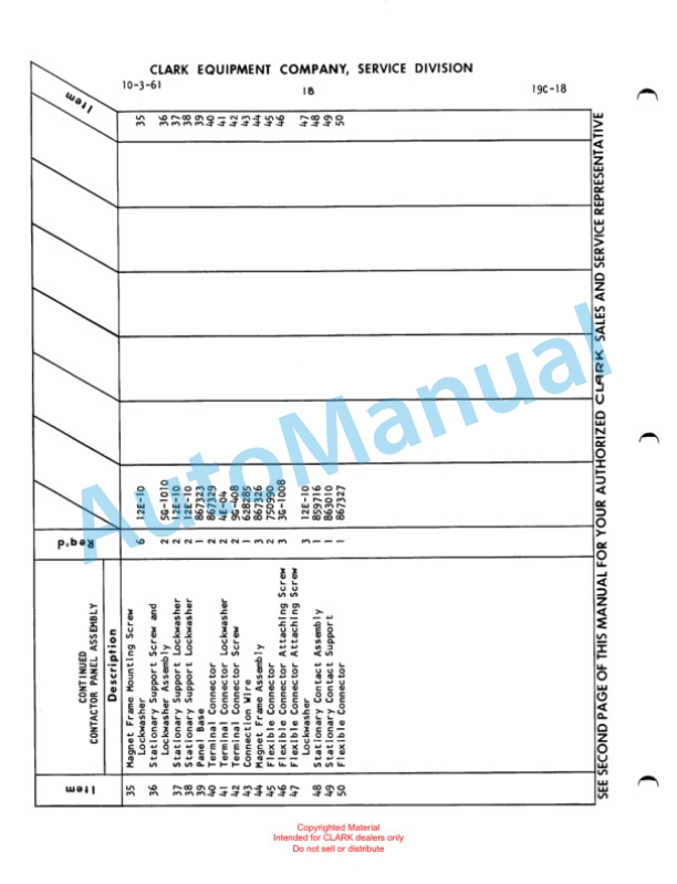 Clark Powrworker Tractor Maintenance Manual and Parts Book X105A 349 5 Clark Powrworker Tractor Maintenance Manual and Parts Book X105A 349-5