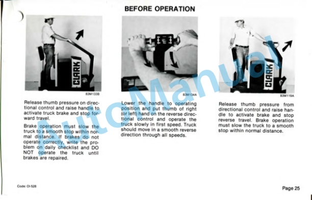 Clark PT 5, PT 7 Operator Instruction Manual OI-528 3 Clark PT 5, PT 7 Operator Instruction Manual OI-528-3