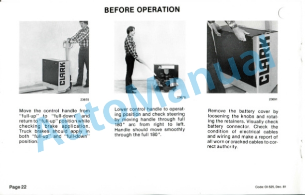 Clark PW 15, PW 18 Operator Instruction Manual OI-525 2 Clark PW 15, PW 18 Operator Instruction Manual OI-525-2