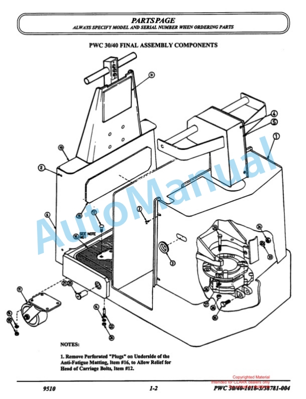 Clark PWC 30, PWC 40 Parts Manual X170 3 Clark PWC 30, PWC 40 Parts Manual X170-3