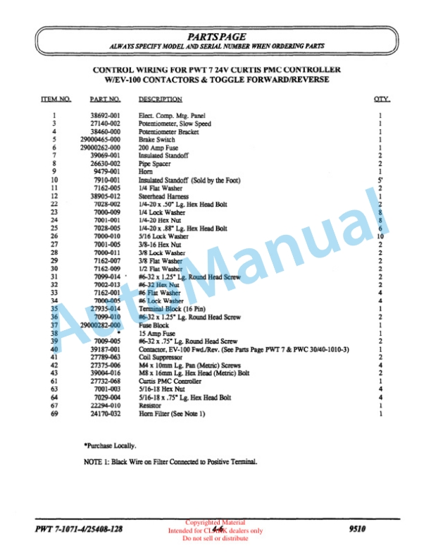 Alternative view of Clark PWC 30, PWT 7 Service Manual SM-614